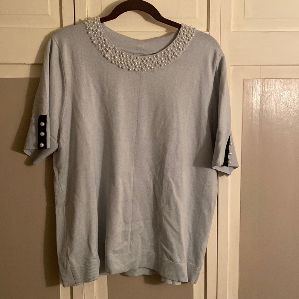 Karl Lagerfield, Paris, pearl neck, top, extra large